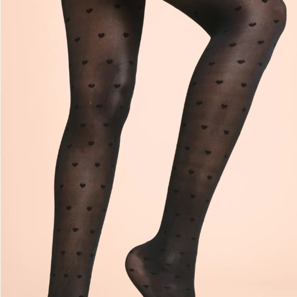 Black heart pattern tights 2X